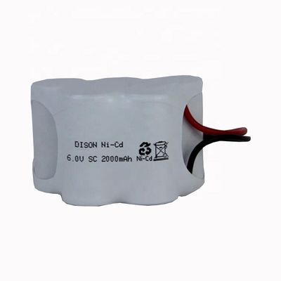 6v SC 2000mah NiCd High Temperature Rechargeable Battery Pack For 0.2C Discharge Rate