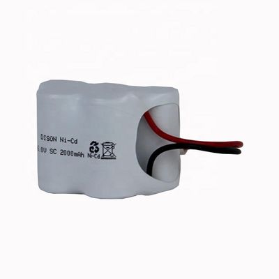 6v SC 2000mah NiCd High Temperature Rechargeable Battery Pack For 0.2C Discharge Rate
